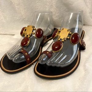 Giuseppe Zanotti Vicini Leather Flat Sandals 39